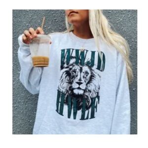 WWJD HWLF vintage lion ash crewneck sweatshirt pullover